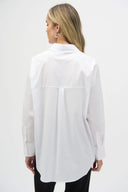 Joseph Ribkoff White Stretch Cotton Blouse With Rhinestones Style 244950