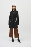 JOSEPH RIBKOFF BLACK A-LINE MILITARY COAT STYLE 244951