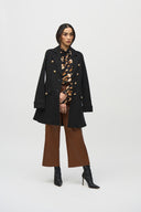 JOSEPH RIBKOFF BLACK A-LINE MILITARY COAT STYLE 244951