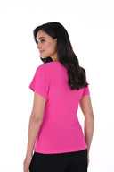 Frank Lyman Bright Pink Pleated Neckline Top Style 246009