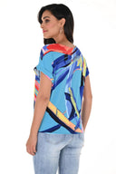 Frank Lyman Turquoise/Multi Abstract Print Top Style 246133