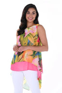 Frank Lyman Fuchsia/Green Floral Print Tunic Style 246482