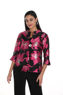 Frank Lyman Black/Fuchsia Floral Print Swing Jacket Style 249247