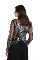 FRANK LYMAN HAUT NOIR/BLEU AVEC PERLES ET PAILLETTES STYLE 249414U