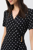 Joseph Ribkoff Black/Vanilla Dot Print Wrap Culotte Jumpsuit Style 251008