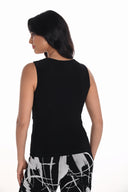 Frank Lyman Black Sleeveless V-Neck Top Style 251019