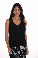 Frank Lyman Black Sleeveless V-Neck Top Style 251019