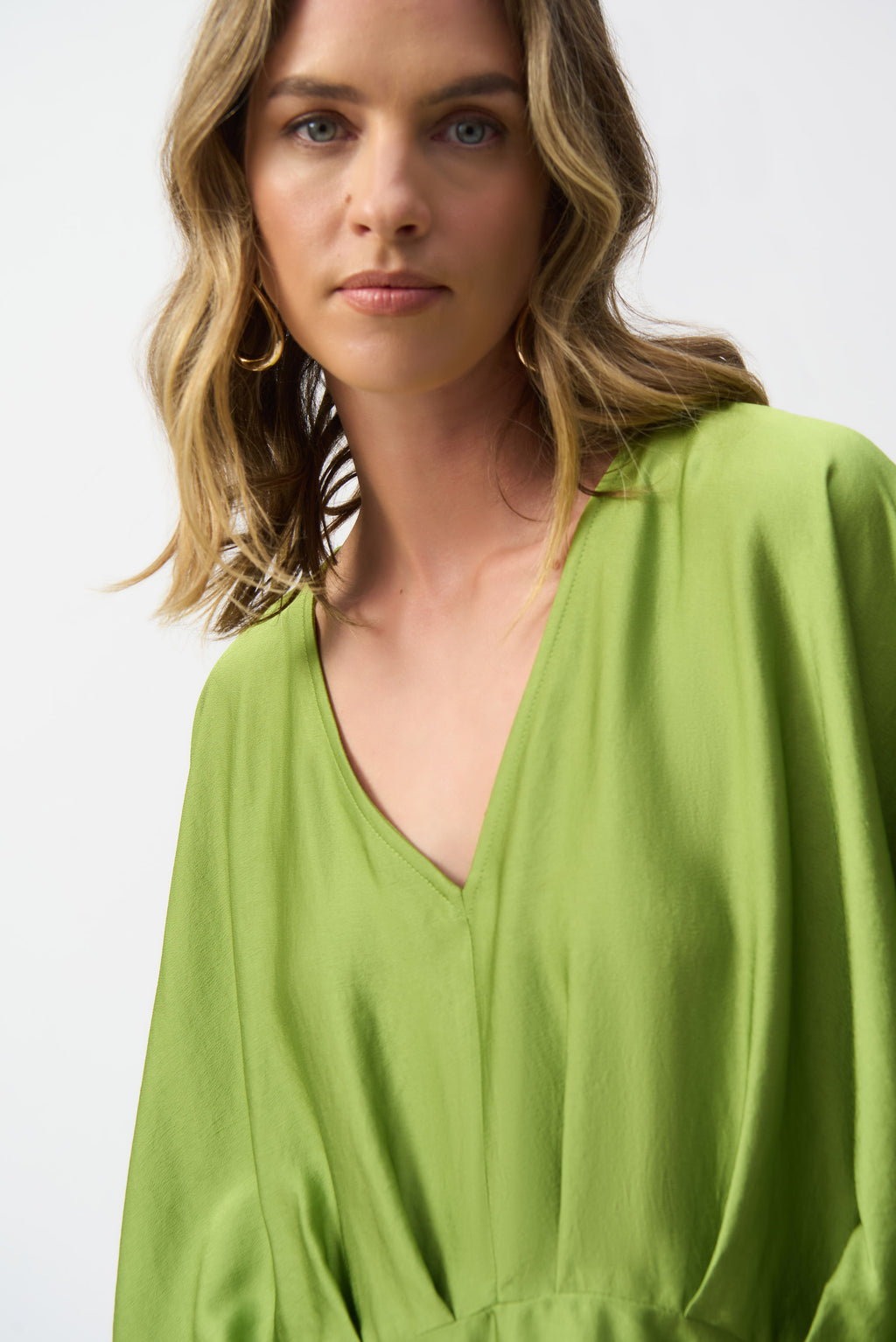 Joseph Ribkoff Greenery Hammered Satin Peplum Top Style 251037