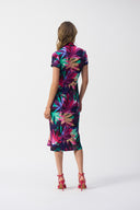 Joseph Ribkoff Multi Silky Knit Tropical Print Wrap Dress Style 251042