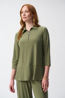 Joseph Ribkoff Cactus Silky Knit And Georgette Straight Tunic Style 251055