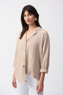 Joseph Ribkoff Seersucker Asymmetrical Boxy Jacket Style 251058