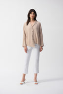 Joseph Ribkoff Seersucker Asymmetrical Boxy Jacket Style 251058