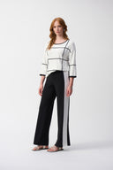 Joseph Ribkoff Black/Vanilla Wide-Leg Pull-On Pants Style 251059