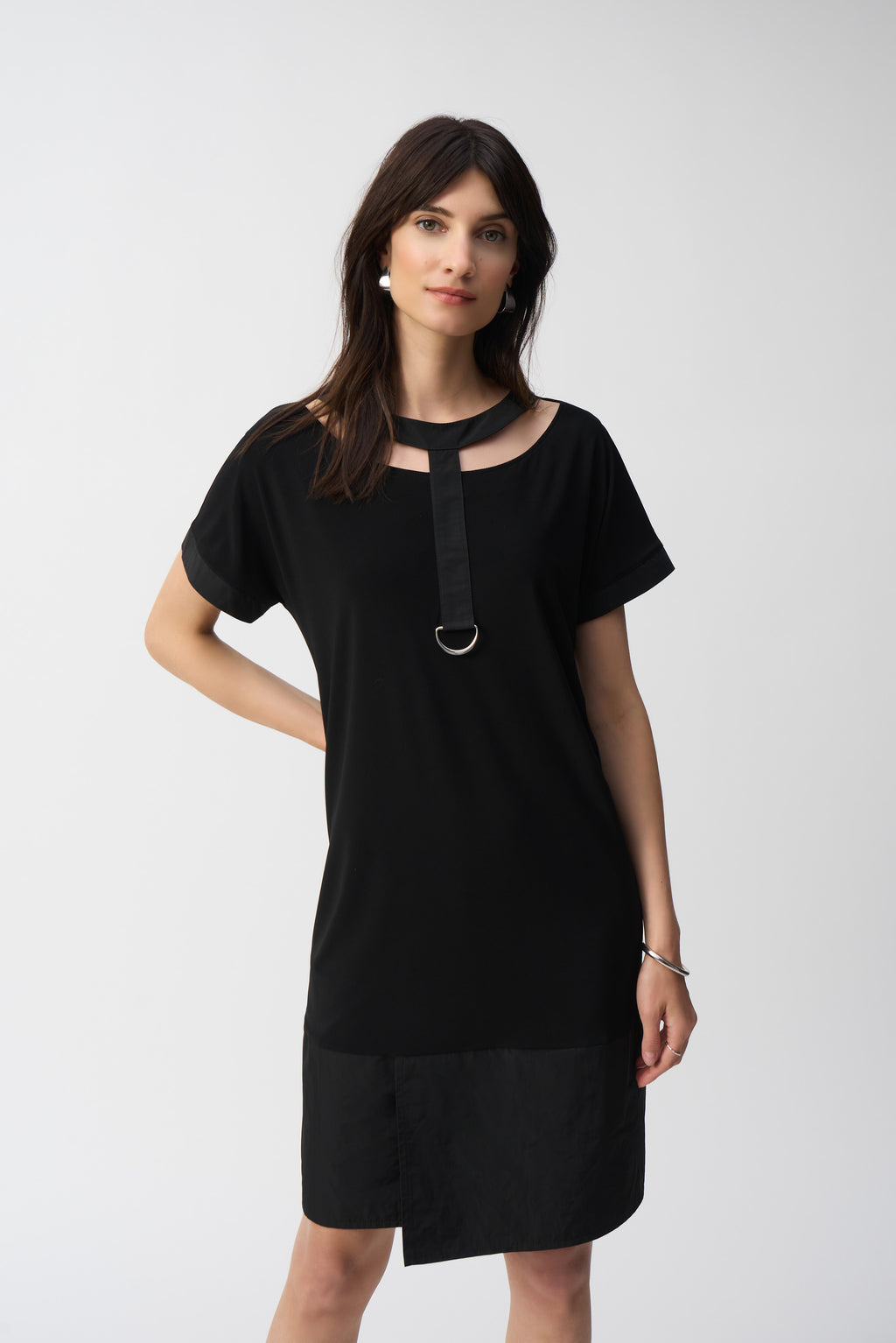 Joseph Ribkoff Black Silky Knit And Memory Cocoon Dress Style 251080