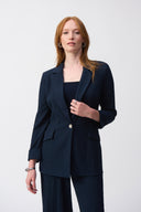 Joseph Ribkoff Midnight Blue Seersucker Straight Blazer Style 251082