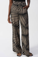 Joseph Ribkoff Black/Dune Gauze Tropical Print Wide-Leg Pants Style 251085