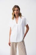 Joseph Ribkoff Vanilla Textured Woven Straight Top Style 251087