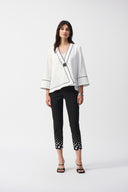 Joseph Ribkoff White/Black Jacquard Woven Swing Jacket Style 251090