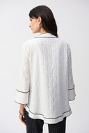 Joseph Ribkoff White/Black Jacquard Woven Swing Jacket Style 251090