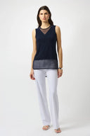 Joseph Ribkoff Black Sleeveless Top with Mesh Style 251091