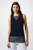 Joseph Ribkoff Black Sleeveless Top with Mesh Style 251091