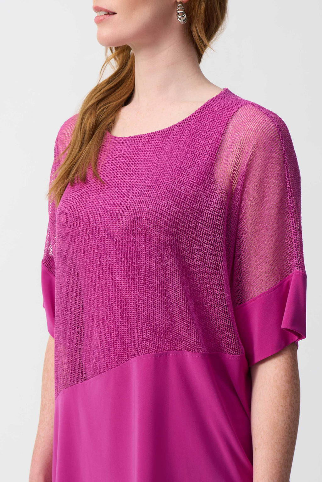 Joseph Ribkoff Mesh And Silky Knit Cocoon Top Style 251092