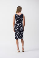 Joseph Ribkoff Midnight Blue/Vanilla Geometric Print Sheath Dress Style 251108