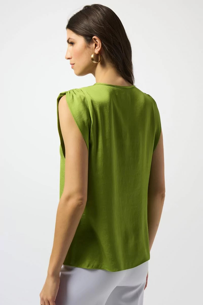 Joseph Ribkoff Greenery Hammered Satin Straight Top Style 251130