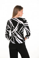 Frank Lyman Black/White Abstract Print Top Style 251131