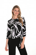 Frank Lyman Black/White Abstract Print Top Style 251131