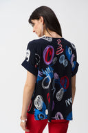 Joseph Ribkoff Midnight Blue/Multi Abstract Print Boxy Top Style 251132