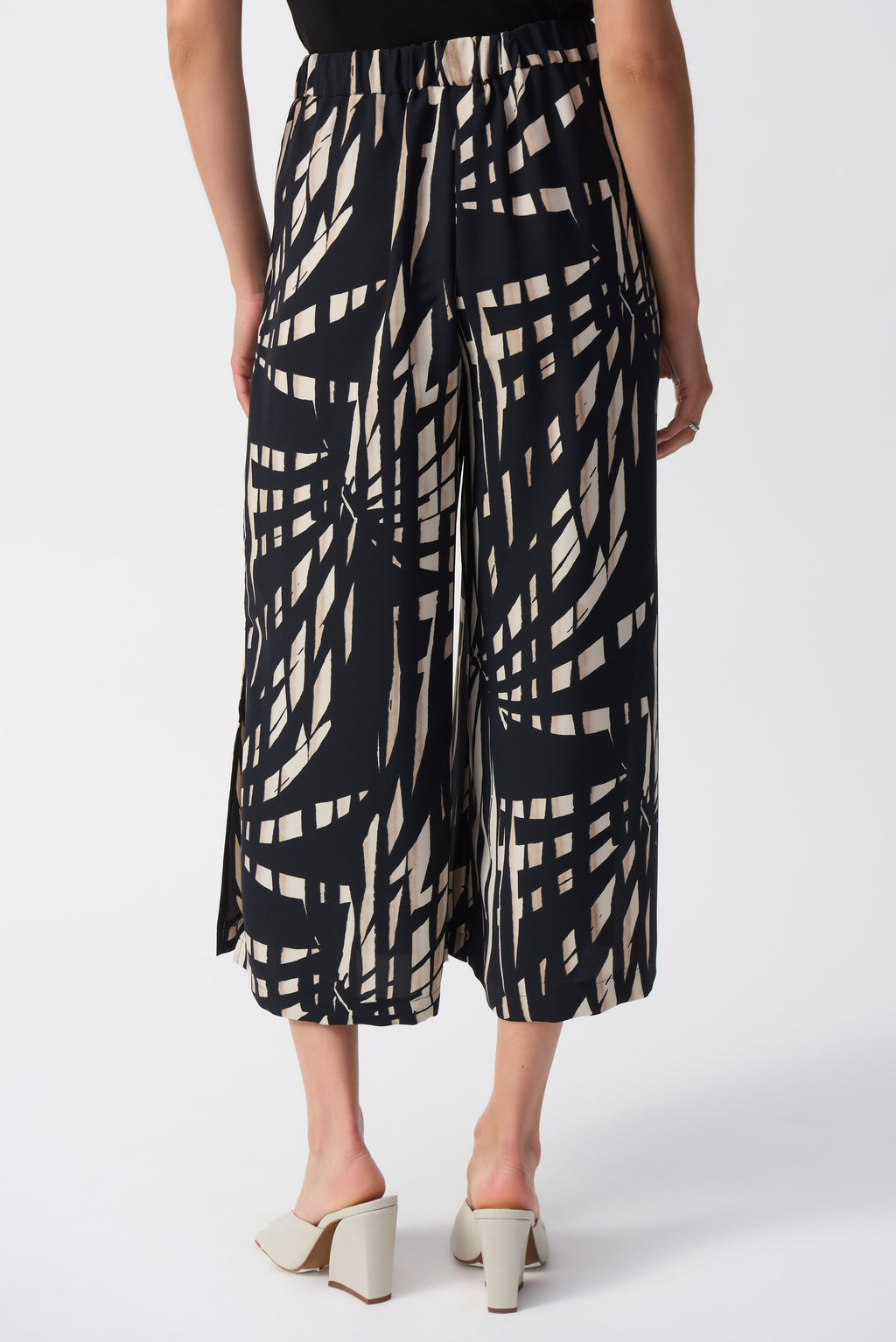 Joseph Ribkoff Black/Multi Tropical Print Culotte Pants Style 251159