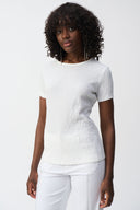 Joseph Ribkoff Vanilla Puckered Knit Fitted Top Style 251167