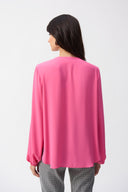 Joseph Ribkoff Bubble Gum Georgette Boxy Wrap Top Style 251172