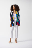 Joseph Ribkoff Vanilla/Multi Face Print Straight Blazer Style 251176