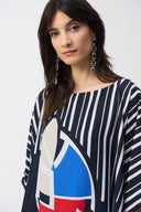 Joseph Ribkoff Midnight Blue/Multi Georgette Abstract Print Poncho Top Style 251180