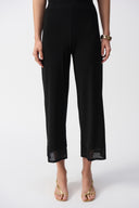 Joseph Ribkoff Black Silky Knit Culotte Pants With Mesh Detail Style 251187