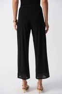 Joseph Ribkoff Black Silky Knit Culotte Pants With Mesh Detail Style 251187