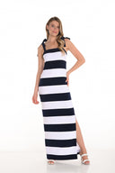 Frank Lyman Navy/White Stripe Maxi Dress Style 251188