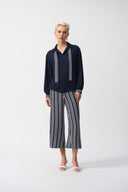 Joseph Ribkoff Midnight Blue/Vanilla Top with Stripe Scarf Style 251212