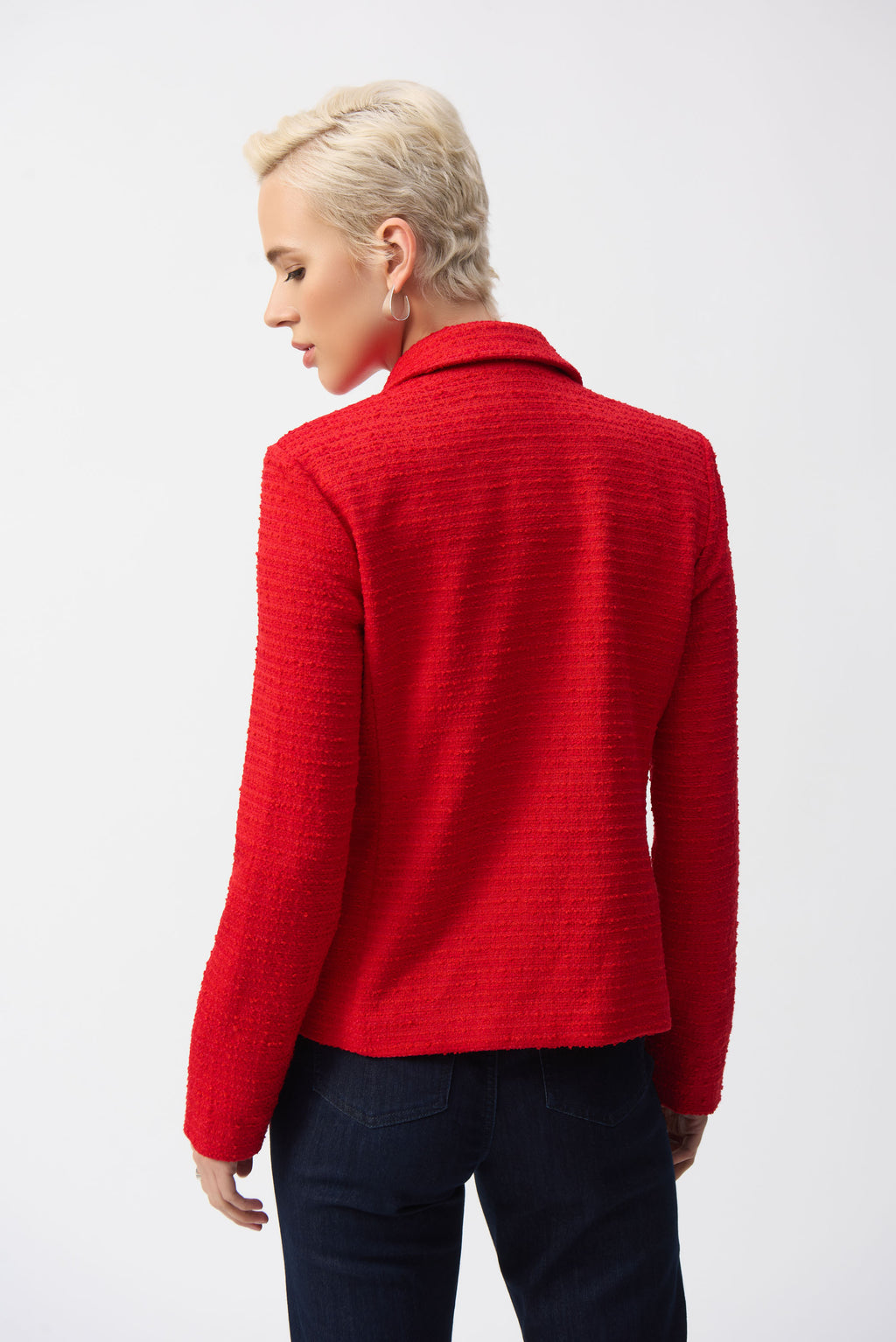 Joseph Ribkoff Radiant Red Bouclé Fitted Blazer Style 251239