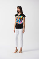 Joseph Ribkoff Black/Multi Abstract Boxy Top Style 251248