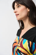 Joseph Ribkoff Black/Multi Abstract Boxy Top Style 251248