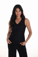 Frank Lyman Black V-Neck Sleeveless Top Style 251267