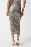 Joseph Ribkoff Beige/Gold Foiled Draped Pencil Skirt Style 251283