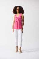 Joseph Ribkoff Bubble Gum Sleeveless Tunic with Ruffles Style 251287