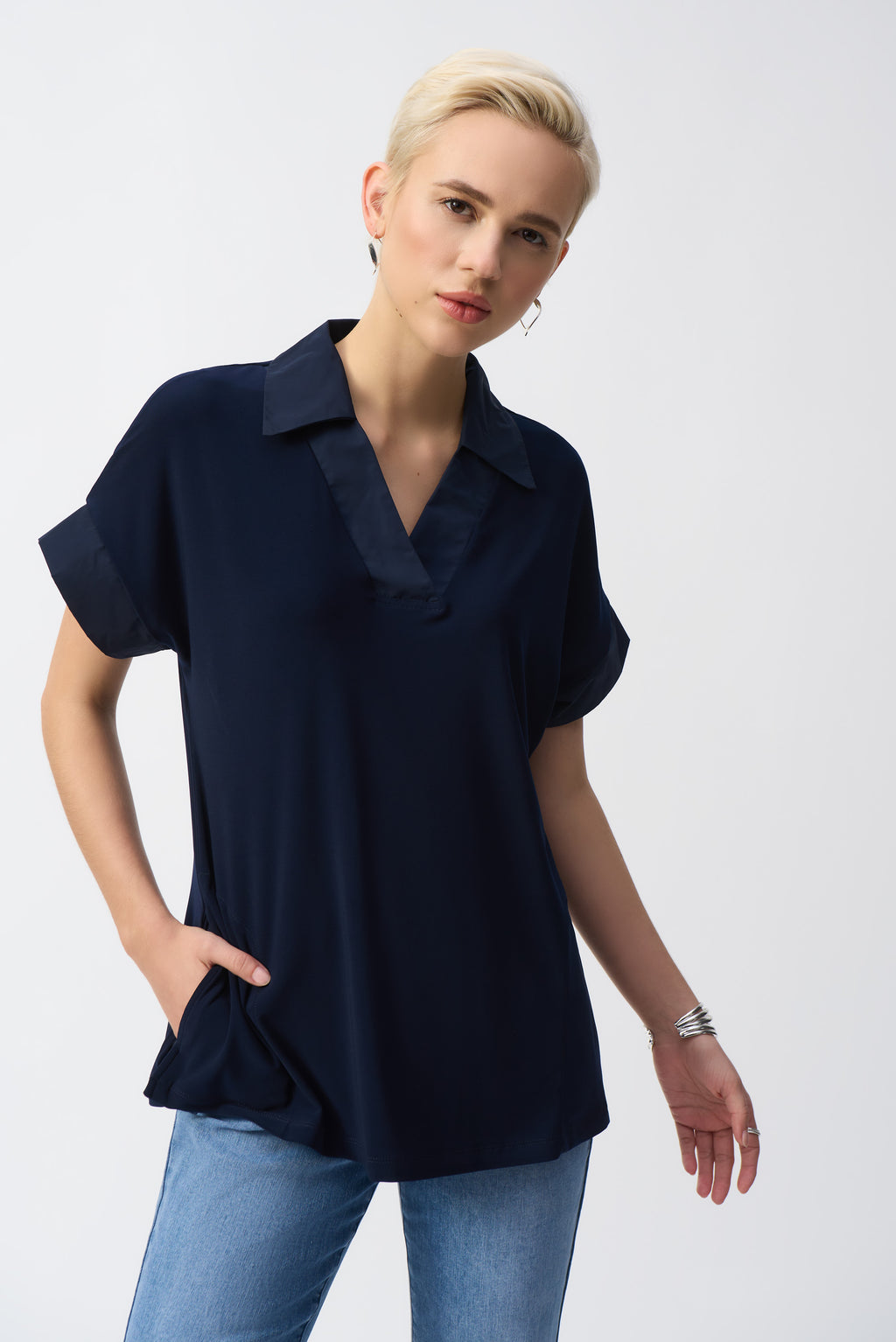 JOSEPH RIBKOFF MIDNIGHT BLUE BOXY TOP STYLE 251290