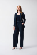 Joseph Ribkoff Midnight Blue Seersucker Wide Leg Pull-On Pants Style 251293