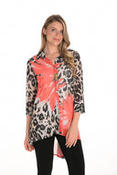 Frank Lyman Beige/Orange High-Low Blouse Style 251401