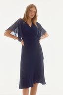 Joseph Ribkoff Silky Knit And Chiffon Flowy Wrap Dress Style 251706